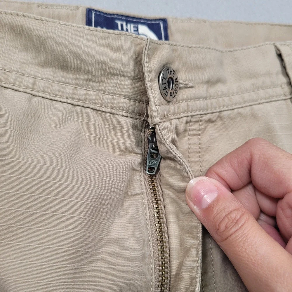 The North Face Mens Cargo Shorts Khaki Tan Ripstop Hiking Outdoor Size 36